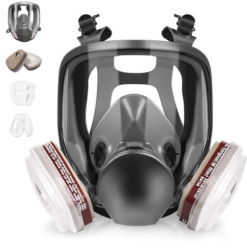 6800 - Maschera respiratore integrale riutilizzabile, maschera antigas con filtro dell'aria a carbone attivo 6001CN, adatta per pittura, polvere, resina epossidica, prodotti chimici, gas organici,