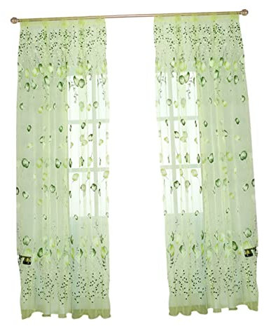 BESPORTBLE Tulpenblumen Tüllvorhang Aus Polyester 100 x 200cm Transparenter Voile Fenstervorhang Mit Quasten Für Wohnzimmer Und Schlafzimmer Privatsphäre Und Lichtdurchlässigkeit