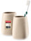 KADAX Badezimmerbecher, Zahnputzbecher aus Keramik, Badezimmer Cup, Zahnbürstenhalter, Wasser Cup, mattiert (Beige 2 Stück)