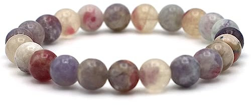 Miracles Minéraux Bracelet perle ronde 8 mm, pierre naturelle, création artisanale française, plus de 80 choix (Tourmaline rose (rubellite) 8 mm)