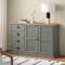 Hommdiy Sideboard mit Schubladen VIGO Kommode Highboard mit 4 Schubladen und 2 Türen Mexiko Stil 113x40x75 cm Massivholz Kiefer Grau