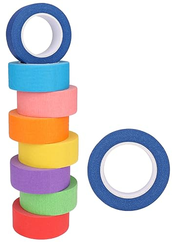 TAKUZA Masking Tape 8 Rollen, 8 Farbe Klebeband Bunt, Kreppband Malerband 25mm x 13m, Beschreibbare Washi Tape Set für DIY Dekoratives Handwerk, für Alle DIY Begeisterten