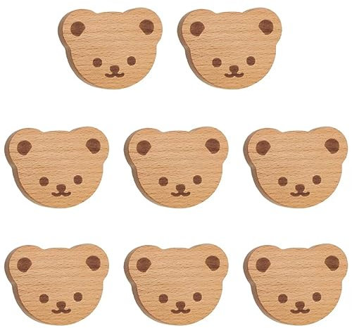 Wooden Door knobs,Wood Pull Knobs,Round Drawer Knobs,8 Packs Natural Wood Cabinet Door Handle Wooden Knobs Cupboard Knobs Clothes Hangers Wall Hooks for Cupboard Wardrobe Door Home Decoration (Color