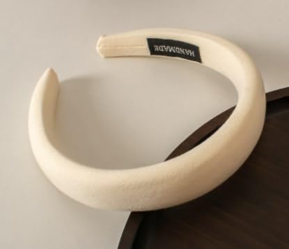 Breit Haarbänder Stirnbänder Elegant Vintage Samt Haarreifen Weich Rutschfest Gepolstert Damen Haarschmuck Hochzeit Mädchen Haar Accessoire für Frauen Mädchen Geschenk (Beige)