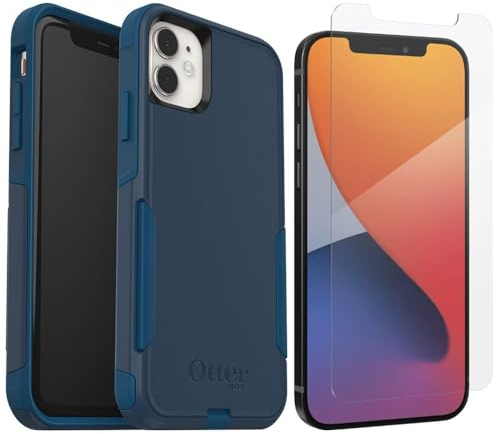 OtterBox Commuter Series Case for iPhone 11 Blazer Blue/Stormy Seas Blue | Only, with Zagg Glass Elite+, Clear Screen Protector, Non-Retail Packaging, Bespoke Way