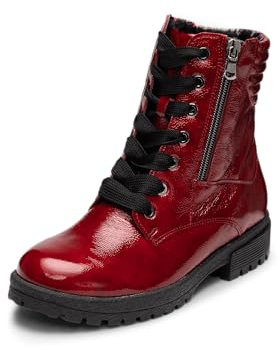 VITAFORM Stiefeletten Damen Gefüttert - Wasserabweisende Winterschuhe Damen - Warme Damen Stiefel Lack - Lammfell-Gefüttert für den Winter rot 38