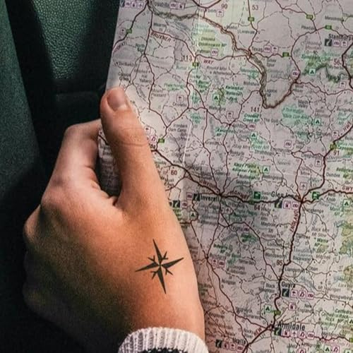Inkster® Kompass Tattoo | Temporäres Tattoo mit EU-Kosmetikzertifizierung | wasserfest + vegan | revolutionäres 2-Wochen-Tattoo | Fake Tattoos und Klebetattoos für Erwachsene
