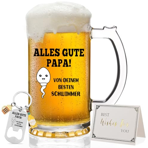 Joymaking Verre à bière - Cadeau de fête des pères pour papa, cadeau de fête des pères des enfants, cadeau de meilleur papa, cadeau de fête des pères, anniversaire, Noël, chope à bière 0,5 l
