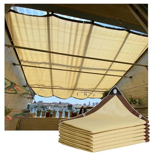 Xrdbfd Sonnenschutz Schattennetz, 2x3m 2x4m 3x3m 3x5m 4x6m 4x8m 5x6m Sonnensegel, 85% Schatten Tuch, Winddichtes Schattiernetz Für Terrassen/pergolen, Gewächshaus Abdeckungen,Beige-5x7m/16.4 * 23ft