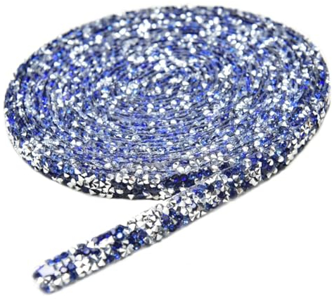 Cinta adhesiva de resina con diamantes de imitación de 5 y 10 mm, para planchar, zafiro, 5 yardas