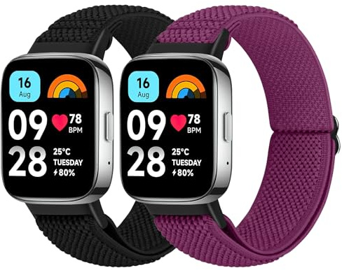 SOiiKE 2 cinturini compatibili con Xiaomi Redmi Watch 3 Active per donna e uomo, cinturino di ricambio in nylon elastico sportivo per Xiaomi Redmi Watch 3 Active