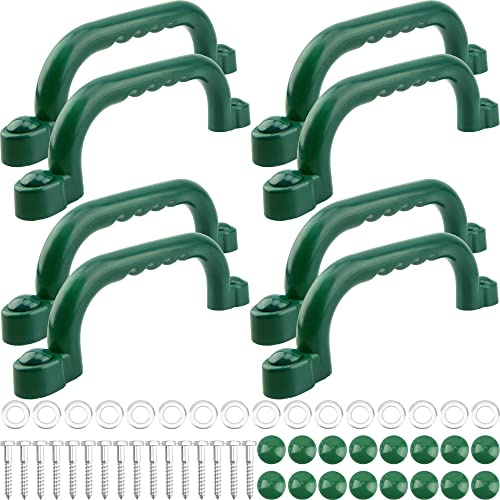 Restroma 8-Piece Green Plastic Playground Safety Handles for Kids: U-Shape Grab Handles, Swing Set & Play House Accessories