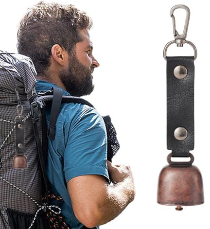 Bear Bells per l'escursionismo, Campanello per orso rumoroso con cinturino in pelle PU, 14 x 3,5 x 2,5 cm, per l'escursionismo, il ciclismo, la pesca, l'arrampicata, previene gli orsi sorpresi duran