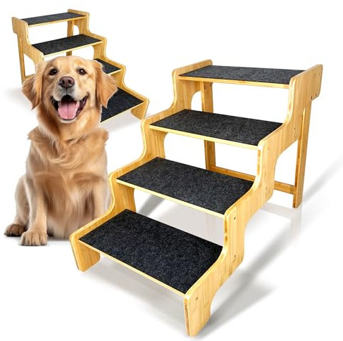 Hundetreppe für große und ältere Hunde, 4 Stufen, 50,8 cm hoch, unterstützt