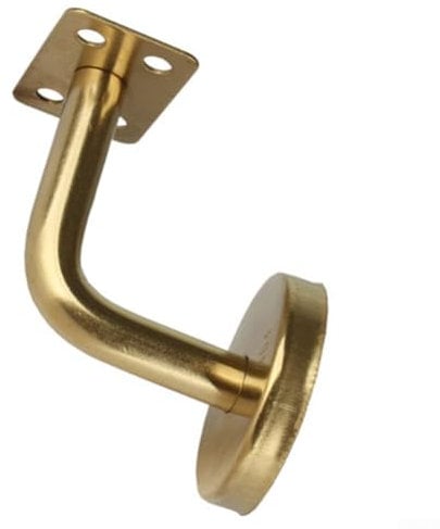 Oniissy Gold Handrail Bannister Support Stair Rail Bracket Balustrade Wall Mounted,for Stair Bannister Handrail Wall Mounted Brass Polished Bannister Rail Bracket for Stairs(Flat)