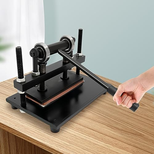Prägemaschine Leder Schneidemaschine Manuelle Leder Stanz-Schneide-Maschine, Stanzmuster Prägepresse Lederschneidemaschine für Leder- und Papierbastelarbeiten, 26 x 12 cm