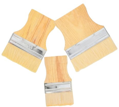 jojofuny 3pcs Large Paint Brush Set with Poplar Wood Handle, Flat Furniture and Wall Paint Brushes for Staining, Pigment Painting and Wood Finishing, Suitable for Home Decoration and Art Projects