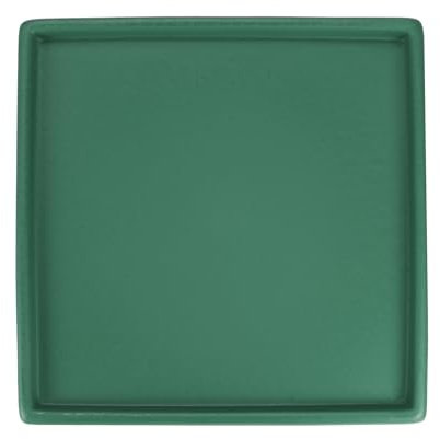 M METERXITY Ceramic Plant Saucer, 8 Inch Plant Water Catcher Tray, Plant Pot Saucers for Indoor/Outdoor Plants/Flower Drainage Drip Water Tray [Square Black Green]