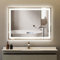 YU YUSING Badspiegel LED 80x60cm Badezimmerspiegel mit 3 Lichtfarbe Einstellbare, Wandspiegel Metallrahmen mit Touch-Schalter Spiegel Badezimmer Anti-Beschlag Timer-funcktion IP44, Horizontal, Golden