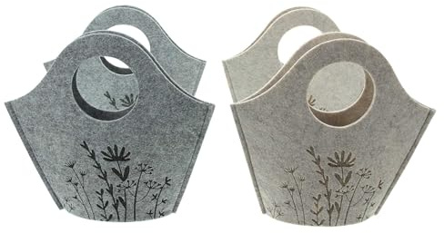 FRANK FLECHTWAREN, Filztasche Blumenwiese, 4er Set, geprägtes Motiv Maße: 24 x 5 x 23 cm