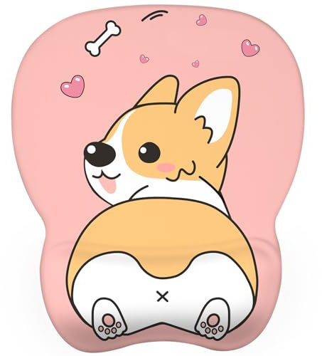 EooCoo Tapis de Souris Gaming, Tapis Souris Bureau, Motif Corgi | Repose-Poignet Ergonomique Mouse Pad, Surface Agréable, Glisse Fluide, Base Antidérapante, Compatible Toutes Souris