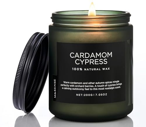 M&SENSE Duftkerze im Glas – Sojawachskerze Zitrus und Lavendel 200g | Frisches und Blumiges Aroma | 50 Stunden Brenndauer | Natürliche Kerze für Entspannung und Meditation