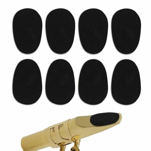 8 Stück Mundstückpolster für Alt,Tenorsaxophon und Klarinetten Mundstücke ovale Gummi Mundstück Patches für Anfänger, Saxophone und Klarinetten (Schwarz)