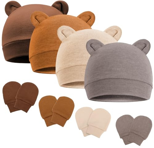 DRESHOW Bebé Gorro y Guantes para Recién Nacido Bebé Beanie Sombrero