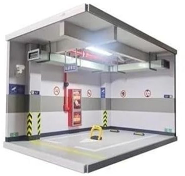 Parking Garage Scène Modèle Miniature Modèle de Voiture en Alliage 1:18, Simulation de Garage Souterrain, Parking, Jouets, Affichage de scène(Gray)