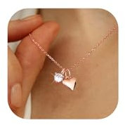 LOLIAS Kette Rosegold Damen Halskette Damen Rosegold Wasserfest Rosegold Ketten Damen Herz Münze Anhänger Rosegold Kette Damen Schmuck Rosegold