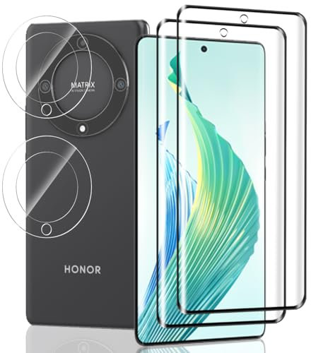 Jaavkkma 2 Pièces Verre Trempé pour Honor Magic 5 Lite Protection D'écran + 2 Pièces Protecteur Caméra, Dureté 9H/Sans Bulles, Protection Écran pour Honor Magic 5 Lite - HD Vitre Trempé