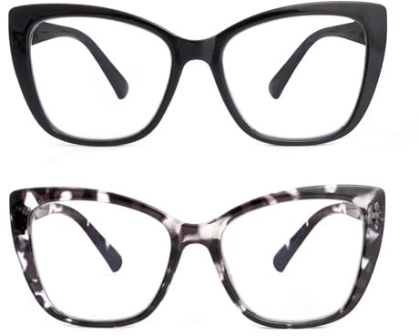 SKYWAY Übergröße Lesebrille Damen, Groß Mode Cat Eye Computerbrille Blaulichtfilter Brille mit Sehstärke