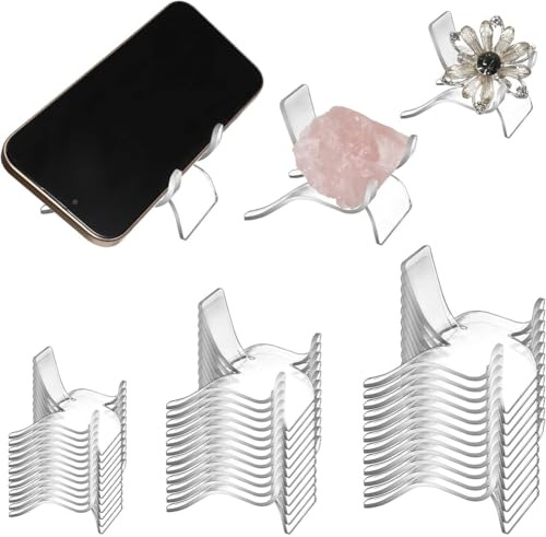 Harewtwy 72Pcs Display Stand for Rock Acrylic Holder Mini Easel Stands for Display Stones Rock Geodes Small Collectibles