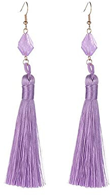LMRJHAZ Schmuck Frauen Silberohrringe, Quastenohrringe böhmische Ohrenquasten Ohrringe für Frauen wild Langen, Exquisite blau rot rosa Schwarze lila grüne Ohrgeschenke für Freundin, Frau, Schwester,