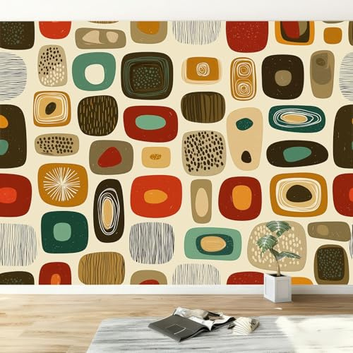 Vlies Fototapete 250 x 175 cm Mittelalterliche Geometrische Muster Sind In Mode Wandtapete Fototapeten Tapeten für Wohnzimmer Schlafzimmer - Vliestapete Wandtapete Tapete 3D Effekt, Gelb