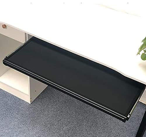 Tastaturablage unter dem Schreibtisch – verschiebbare Computertastatur und Mausablage, platzsparender Nizer für Heim-/Bürotische, einfacher Zugang und Installation, passend für die meisten