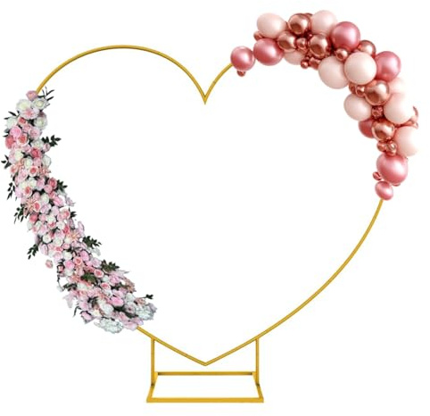 2m Herz Hochzeitsbogen,Gold Ballonbogen Gestell,Loving Heart Balloon Arch Metall Arch Stand Hochzeit Blumen Herzförmiges,Für Geburtstagsfeier Hochzeit Zeremonie Brautdusche Jubiläum Dekor(Gold)