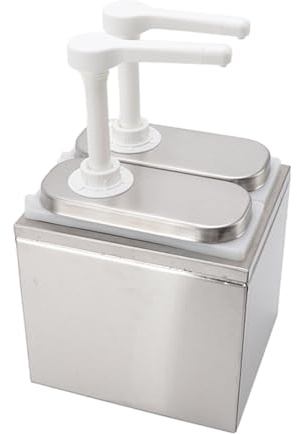 AUNMAS Distributeur de Sauce en Acier Inoxydable, Pompe Doseuse de 30 Ml avec Pot Intérieur en Plastique pour Ketchup, Moutarde, Miel, Sirop (Pompe double 1L)