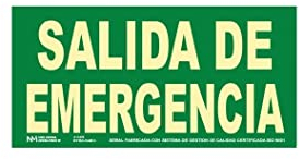 NORMALUZ - Señal Luminiscente Salida de Emergencia Homologada, Clase B PVC 0.7mm, Fácil Instalación, Resistente a Clima,15x30 cm, Verde Cloruro de Polivinilo