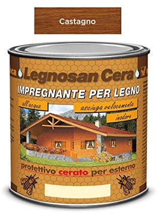 Veleca LEGNOSAN CERA Castagno - ml. 750 IMPREGNANTE PER LEGNO CERATO ALL'ACQUA INODORE