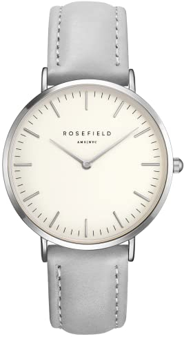 Rosefield Bowery Damenuhr mit grauem Lederarmband 38mm