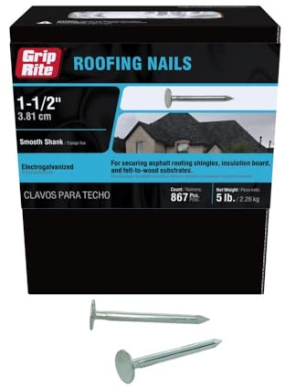 Grip-Rite 112EGRFG5 1-1/2-Inch Electro-Galvanized Roofing Nail, 5 Pounds