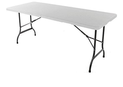 Nexos Klapptisch 183 x 76 x 74 cm Partytisch Catering Gartentisch klappbar Campingtisch bis 170 kg stabil robust wetterfest 13 kg Tragegriff weiß braun schwarz Farbe wählbar (Weiß)