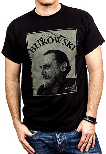 Retro Kult T-Shirt für Herren Charles Bukowski schwarz Größe L