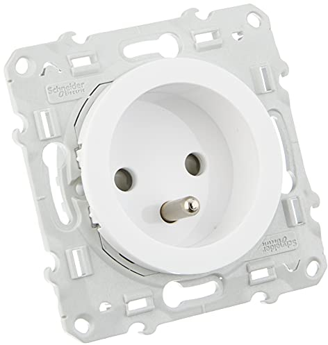 Schneider Electric SC5S52A059 Odace - Enchufe con toma de tierra 2 P + T, 230 V, color blanco