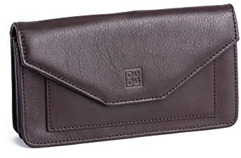 Demenbrieftasche Etui Portemonnaie aus echtem Vollnarben-Kalbsleder mit Münzfach und Druckknopf von DUDU Bordeaux