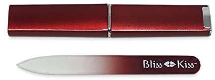 Bliss Kiss Simply Czech Crystal Glass Nail File case and Sleeve | Small Nail File Gentle Nail Files for Natural Nails, Durable Manicure Tool, Perfect Travel Nail File, Emery Boards Alternative