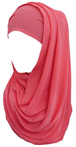 Lina & Lily Bubble Chiffon Damen Muslim Hijab Kopftuch Schal Turban, Stoff Leicht Undurchsichtig (Koralle)