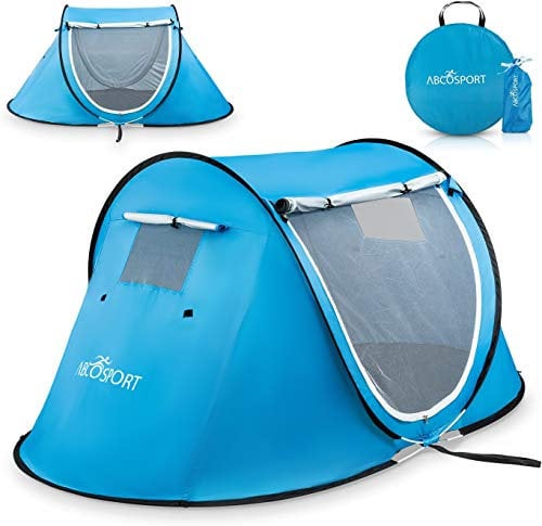 Pop-Up-Zelt, automatisches, tragbares Cabana-Beach-Zelt – für bis zu 2 Personen geeignet – Türen auf beiden Seiten – wasserabweisend, Sonnenschutz mit UV-Schutz – mit Tragetasche, steht in Sekunden.