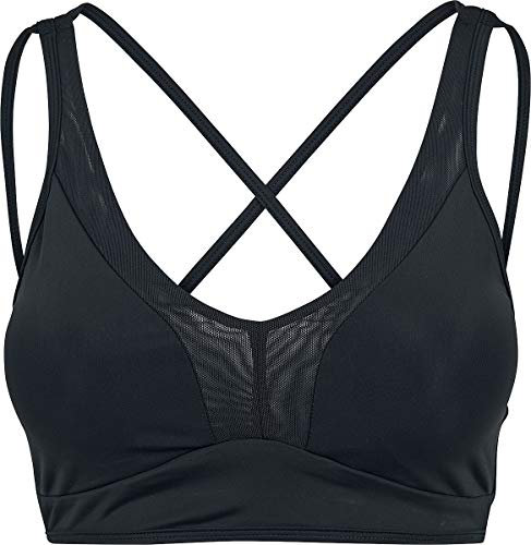 Urban Classics Damen Bügelloser Sport-BH Ladies Tech Mesh Crossback Bra TB2030, Einfarbig, Gr. Small (Herstellergröße: S), Schwarz (Black 00007)